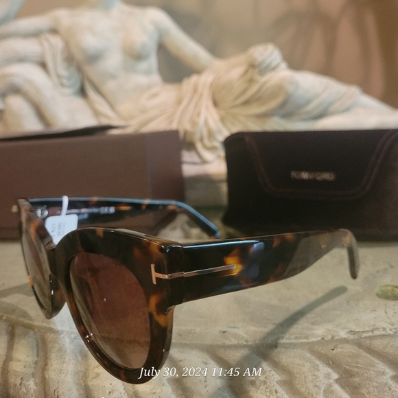 Tom Ford Lucille Cat Eye Sunglasses Dark Havanah Bordeaux Luxury Designer #106 - Picture 13 of 17